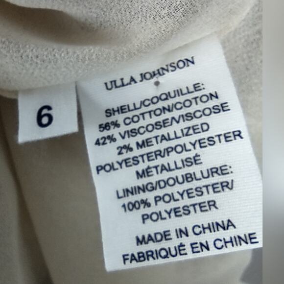 ULLA JOHNSON Naiya Dress Metallic Ruffle Mini Size 6 - Picture 7 of 16